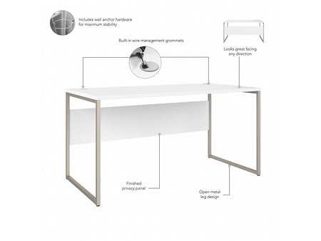 Bush Business Furniture Hybrid 60"W Computer Table Desk with Metal Legs, White