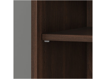 Bush Business Furniture Hybrid 73"H 5-Shelf Bookcase with Doors, Black Walnut Laminated Wood