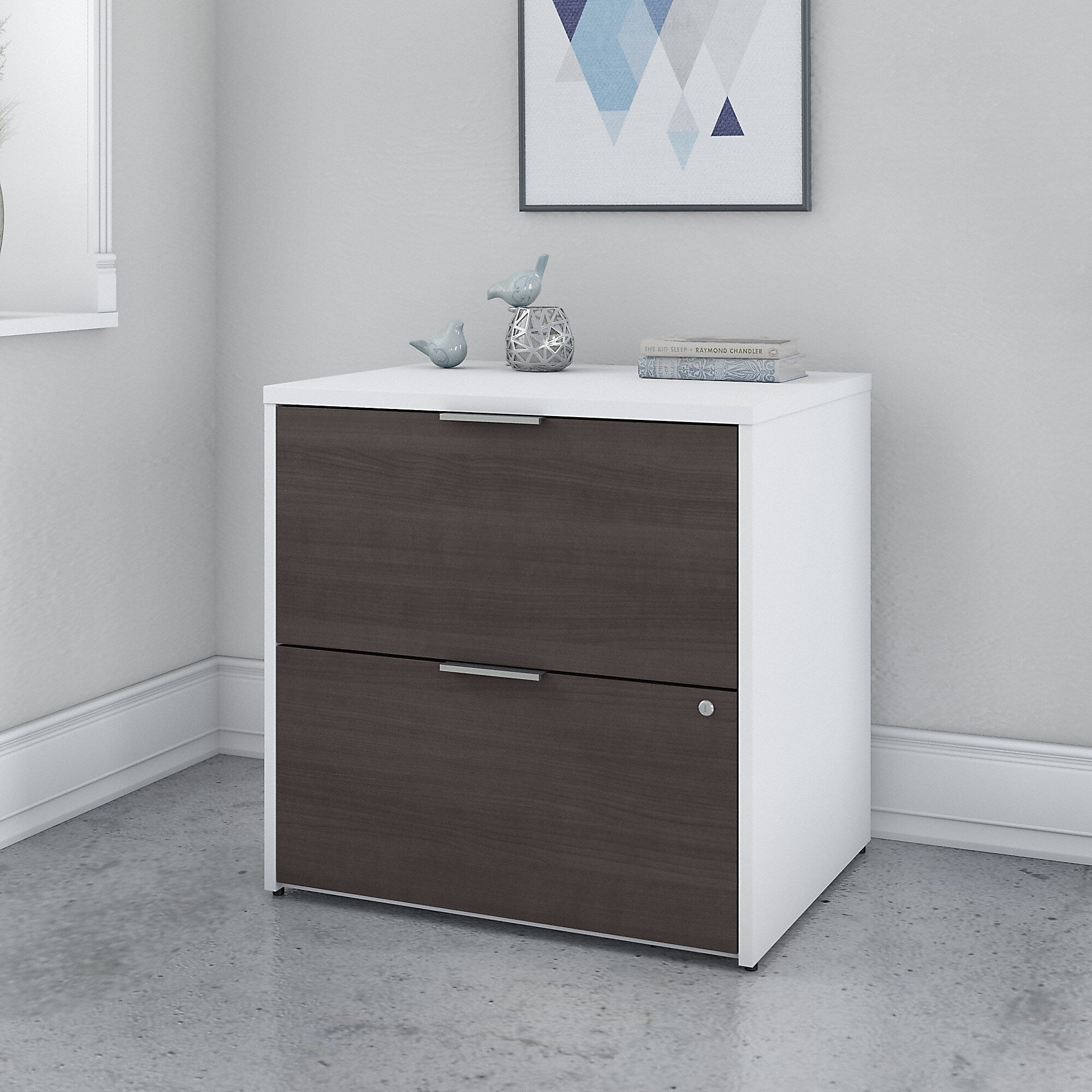 Bush Business Furniture Jamestown 2-Drawer Lateral File Cabinet, Locking, Letter/Legal, Storm Gray/White, 29.72