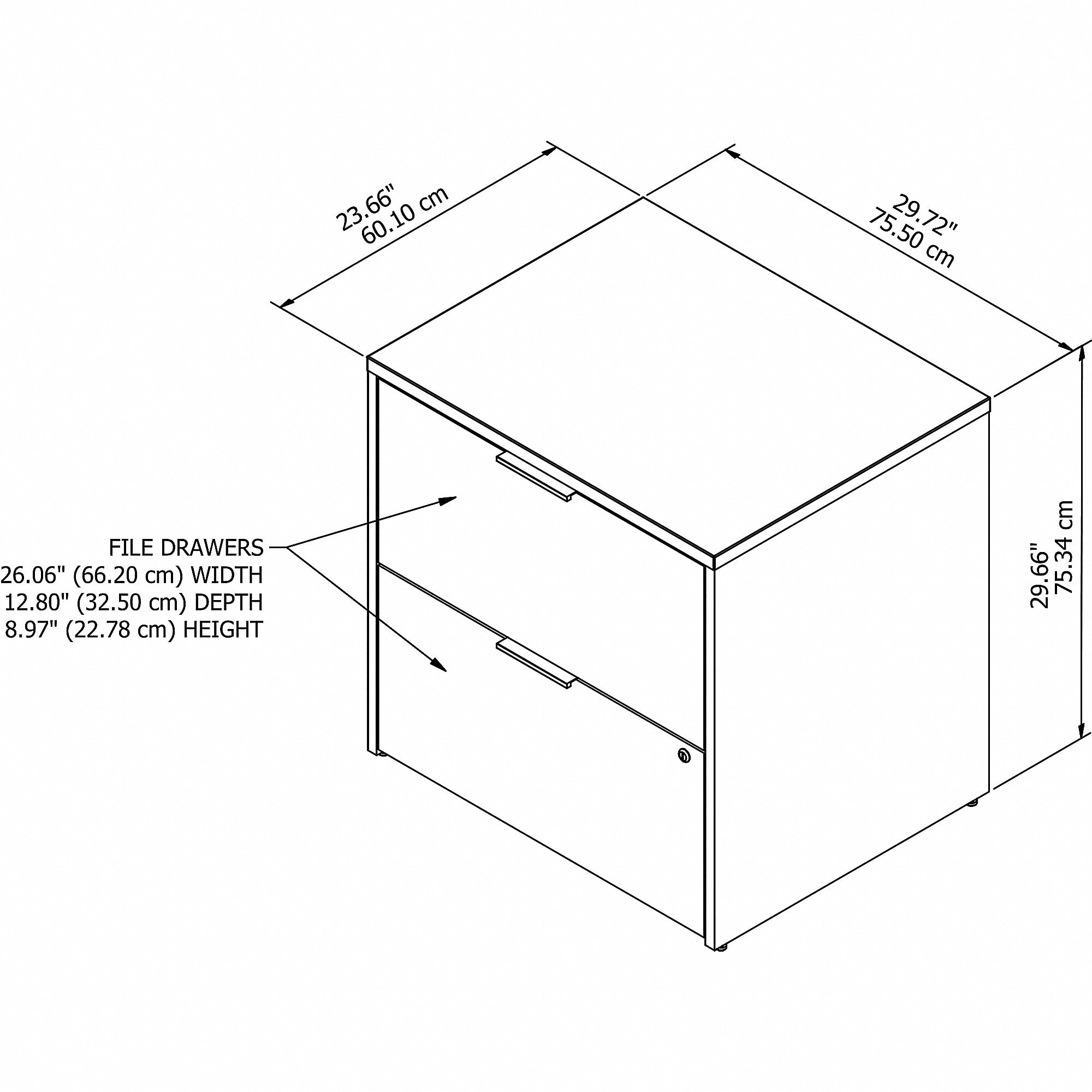 Bush Business Furniture Jamestown 2-Drawer Lateral File Cabinet, Locking, Letter/Legal, Storm Gray/White, 29.72"