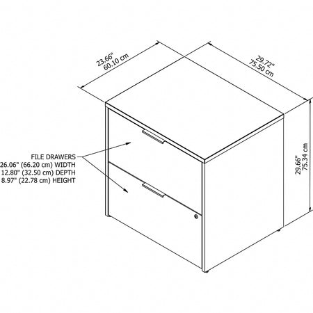 Bush Business Furniture Jamestown 2-Drawer Lateral File Cabinet, Locking, Letter/Legal, Storm Gray/White, 29.72"