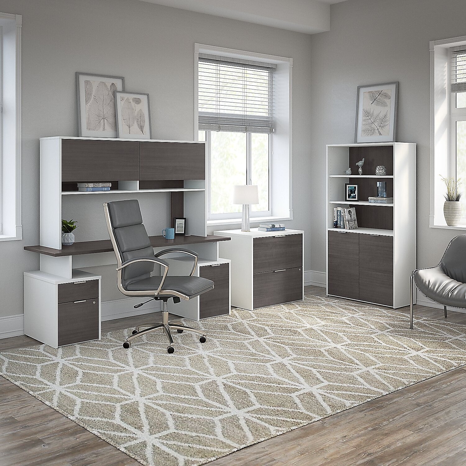 Bush Business Furniture Jamestown 2-Drawer Lateral File Cabinet, Locking, Letter/Legal, Storm Gray/White, 29.72