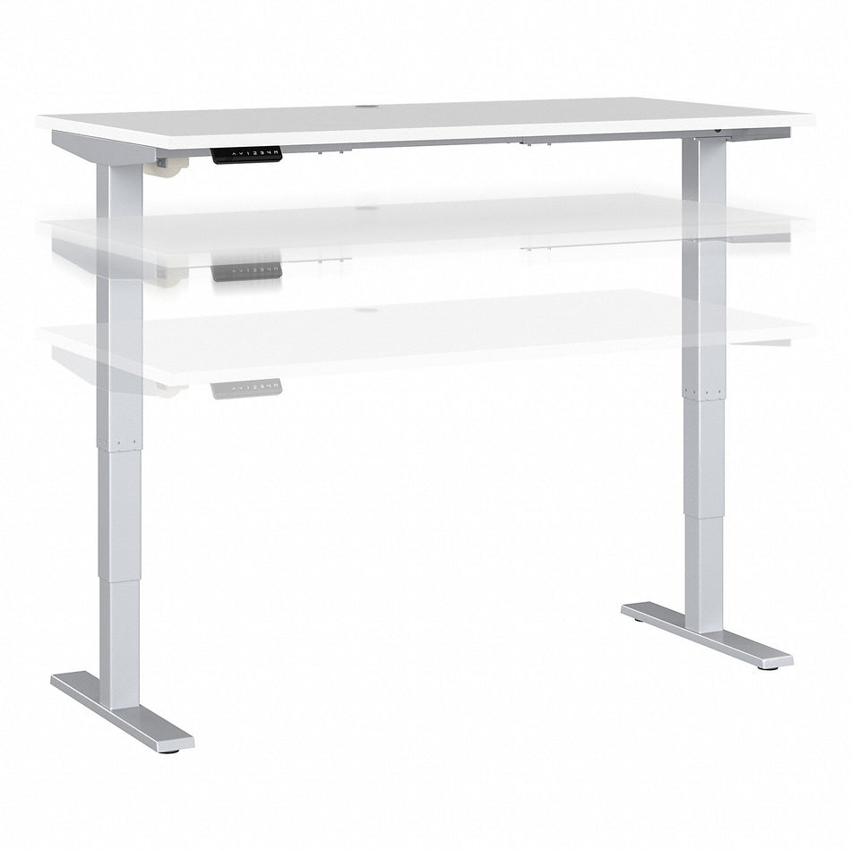 Bush Business Furniture Move 40 Series 60"W Electric Height Adjustable Standing Desk, White/Cool Gray Metallic