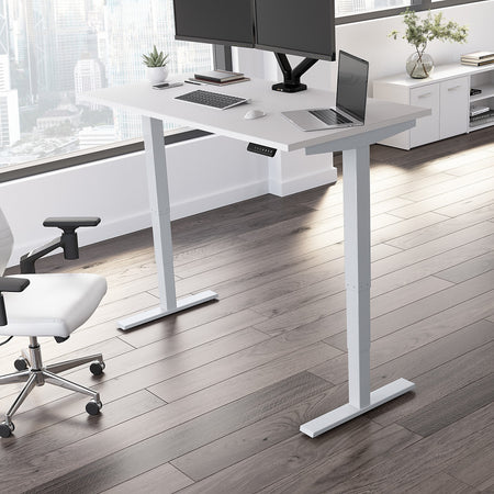 Bush Business Furniture Move 40 Series 60"W Electric Height Adjustable Standing Desk, White/Cool Gray Metallic
