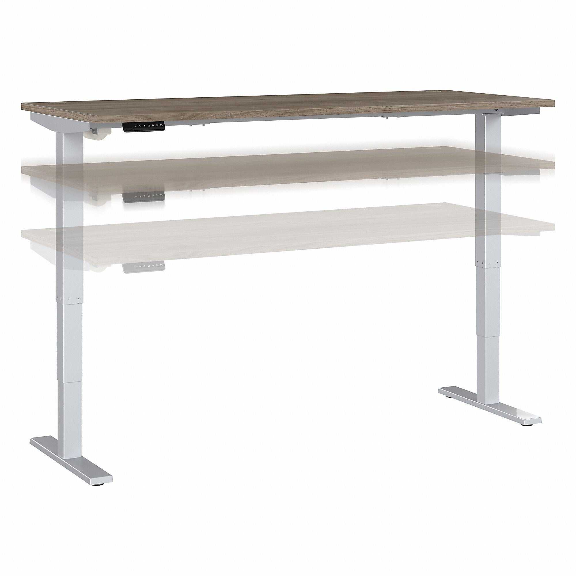 Bush Business Furniture Move 40 Series 72"W Electric Height Adjustable Standing Desk, Modern Hickory/Cool Gray