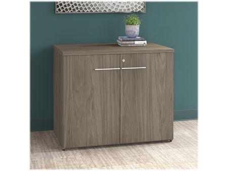 Bush Business Furniture Office 500 29.82" Storage Cabinet with Two Shelves, Modern Hickory