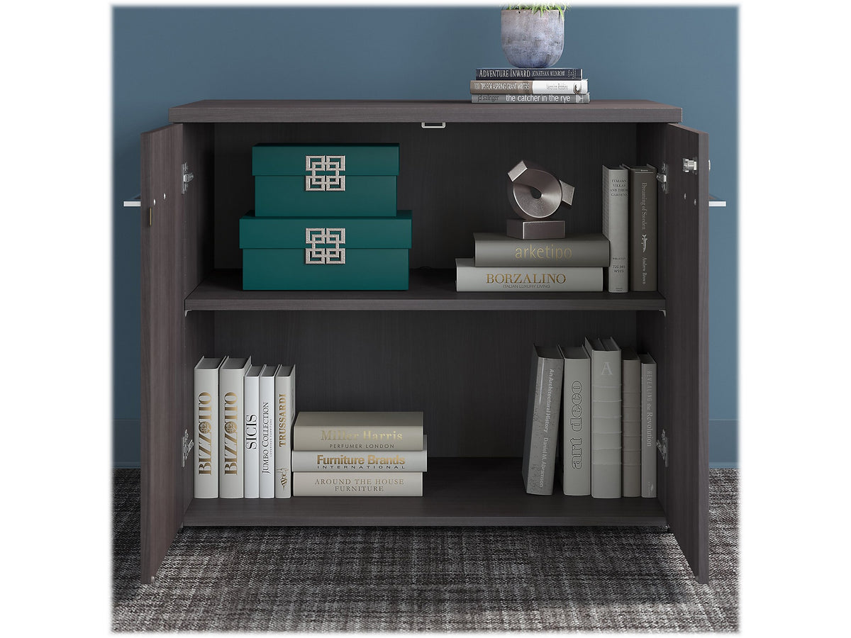 Bush Business Furniture Office 500 29.82" Storage Cabinet with Two Shelves, Storm Gray