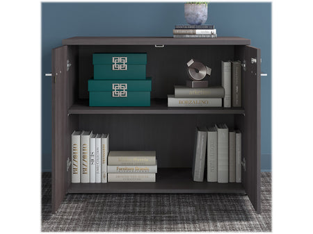 Bush Business Furniture Office 500 29.82" Storage Cabinet with Two Shelves, Storm Gray