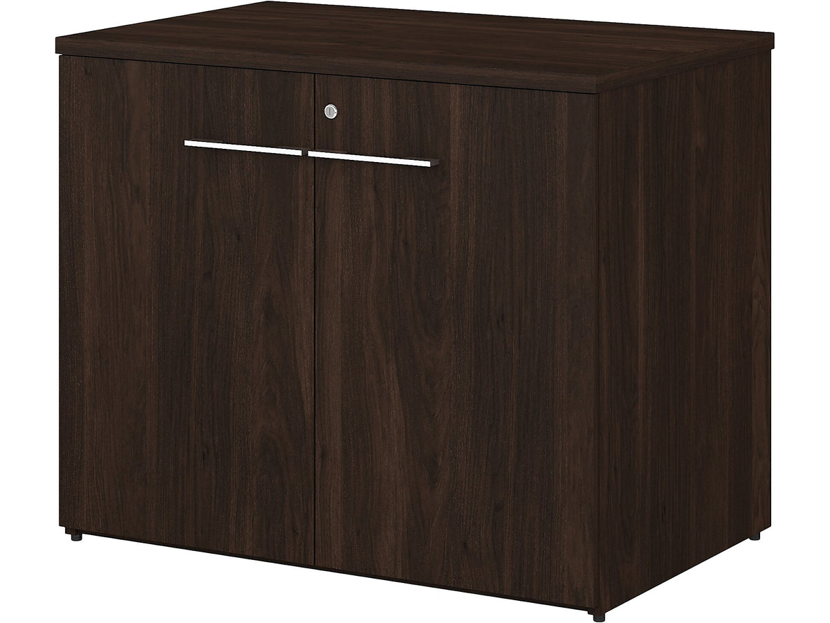 Bush Business Furniture Office 500 29.82"H Storage Cabinet with 2 Shelves, Black Walnut