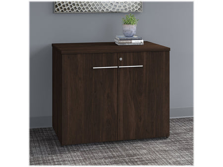 Bush Business Furniture Office 500 29.82"H Storage Cabinet with 2 Shelves, Black Walnut