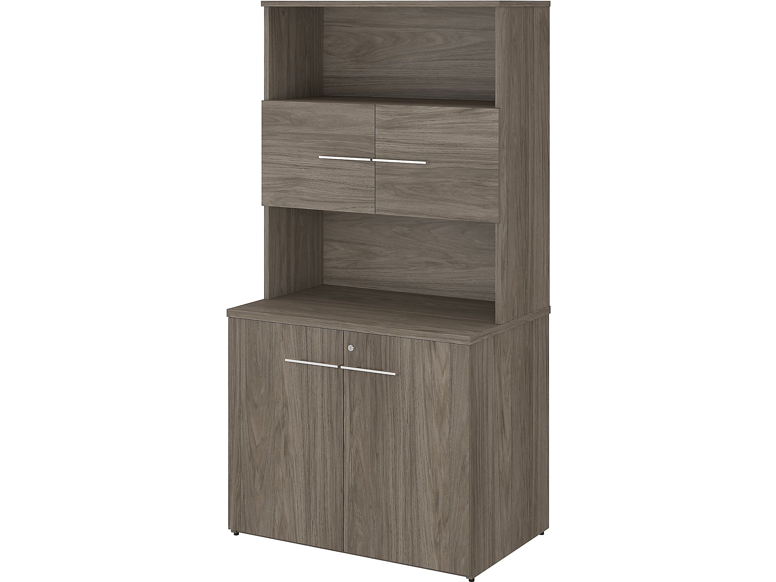 Bush Business Furniture Office 500 70" Storage Cabinet with 4 Shelves, Modern Hickory