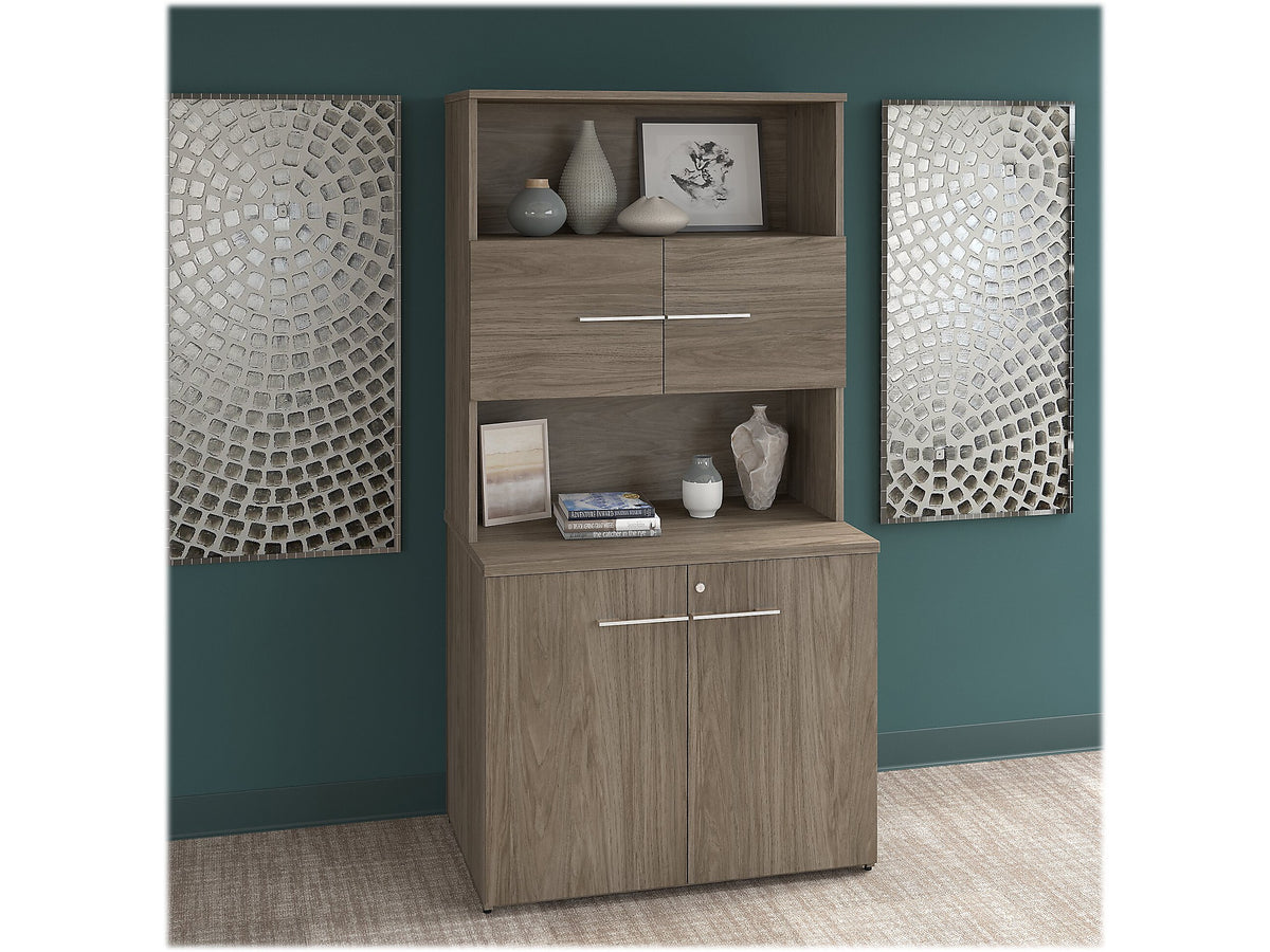 Bush Business Furniture Office 500 70" Storage Cabinet with 4 Shelves, Modern Hickory