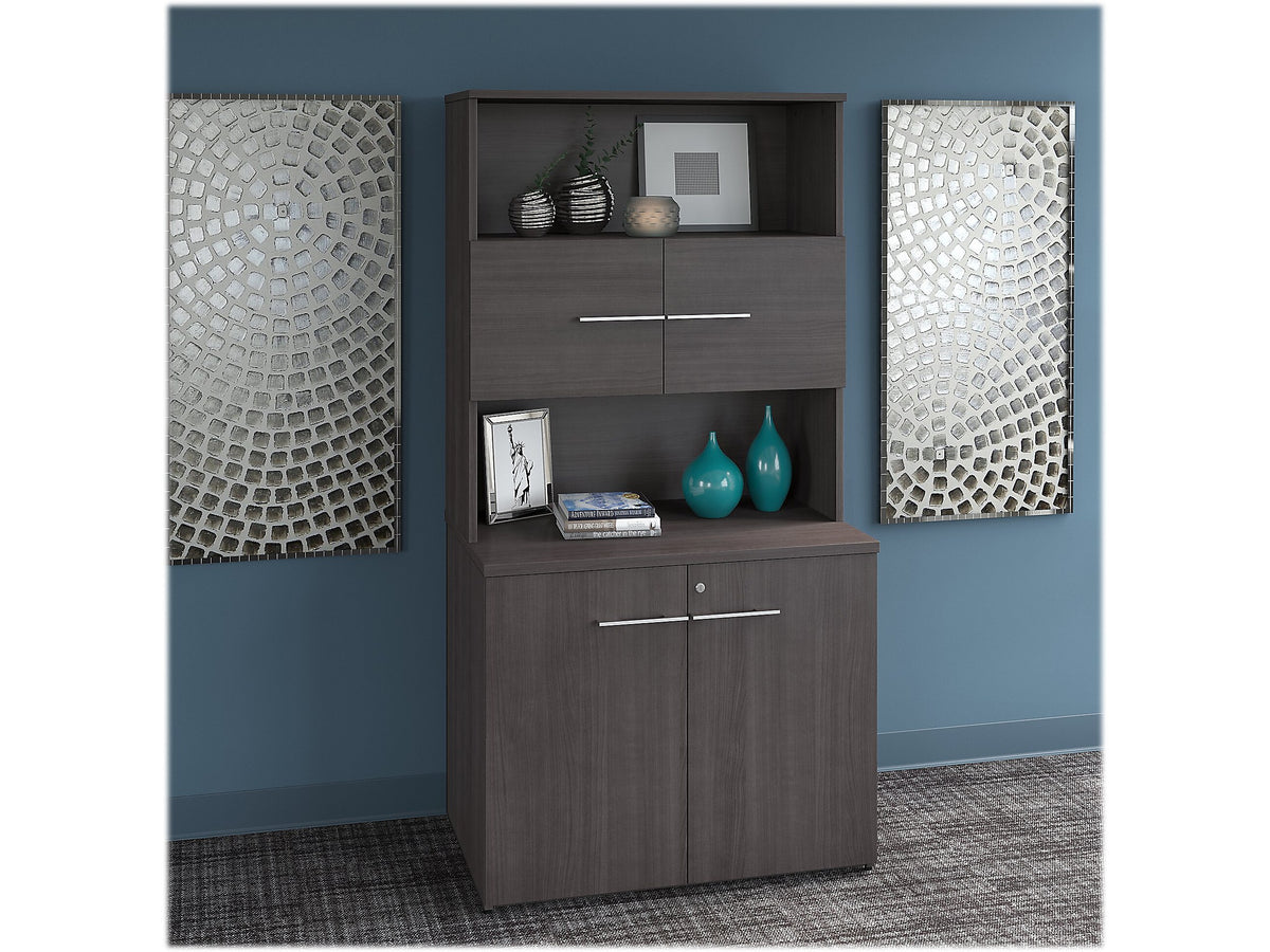 Bush Business Furniture Office 500 70" Storage Cabinet with 4 Shelves, Storm Gray