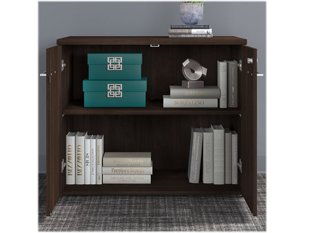 Bush Business Furniture Office 500 70.09" Storage Cabinet with 4 Shelves, Black Walnut