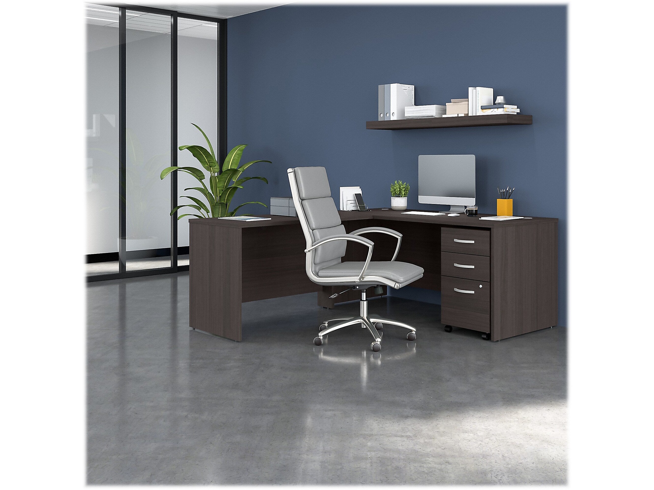 Bush Business Furniture Studio C 66"W Office Desk, Storm Gray