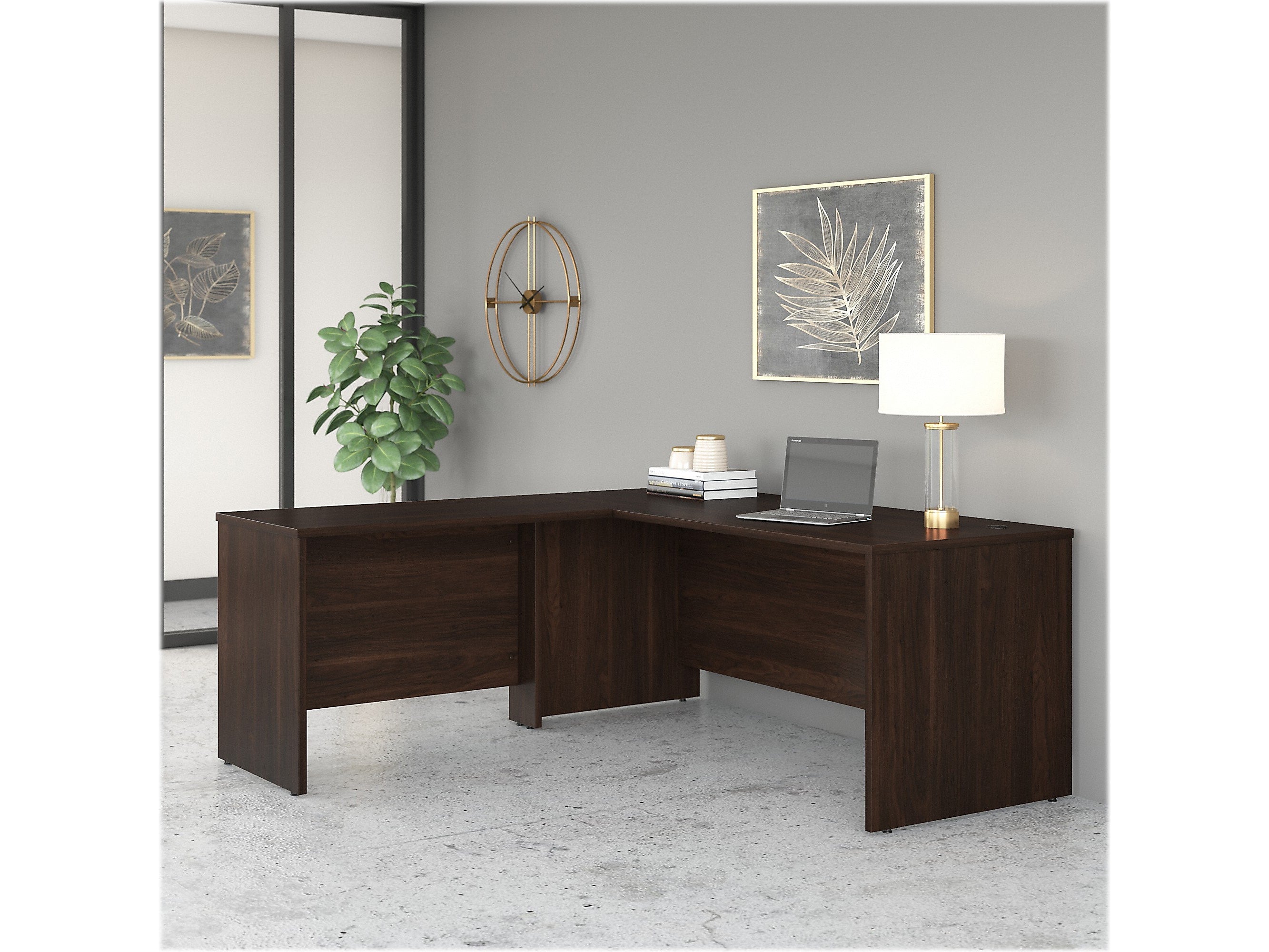 Bush Business Furniture Studio C 72"W L Shaped Desk with Return, Black Walnut