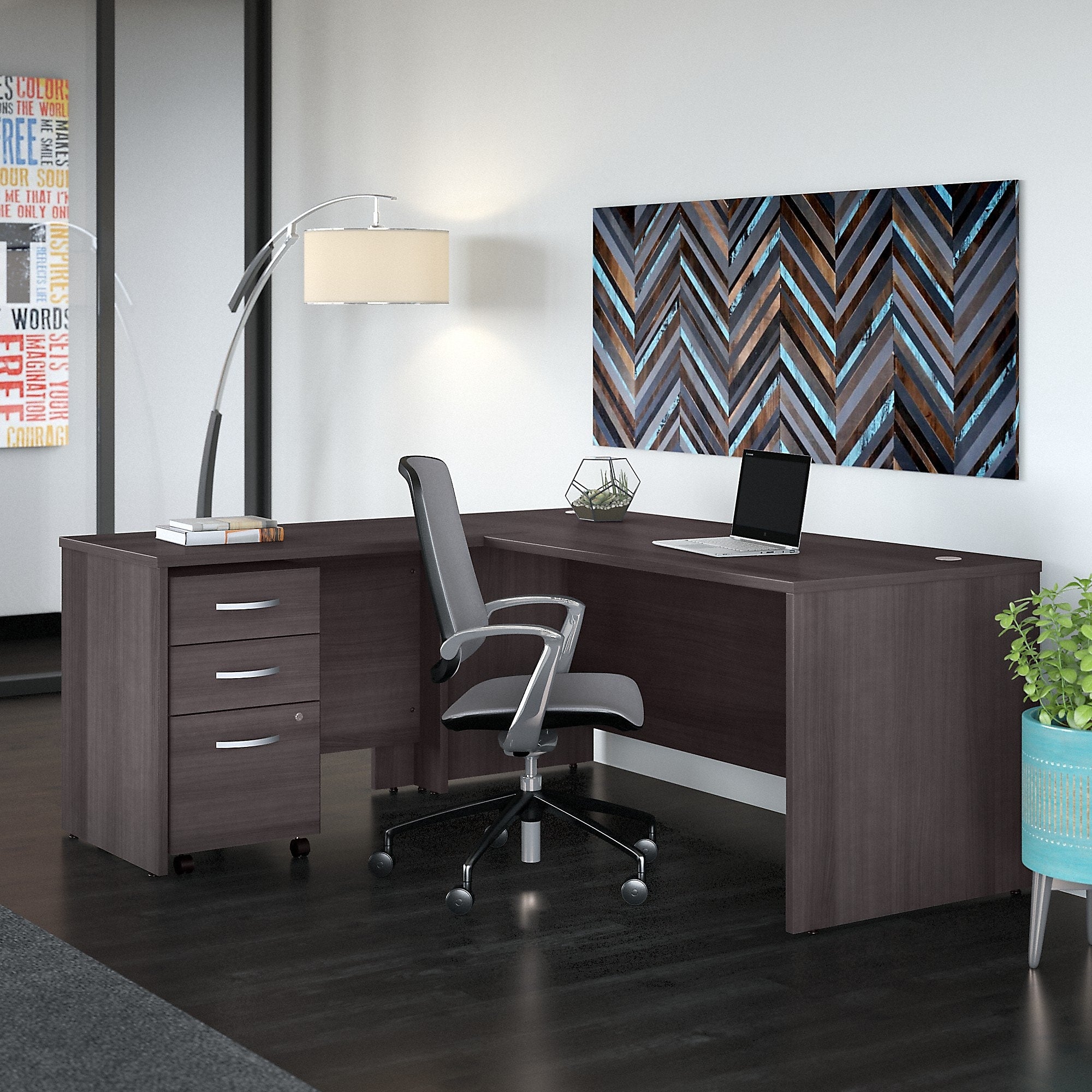 Bush Business Furniture Studio C 72"W L Shaped Desk with Return, Storm Gray