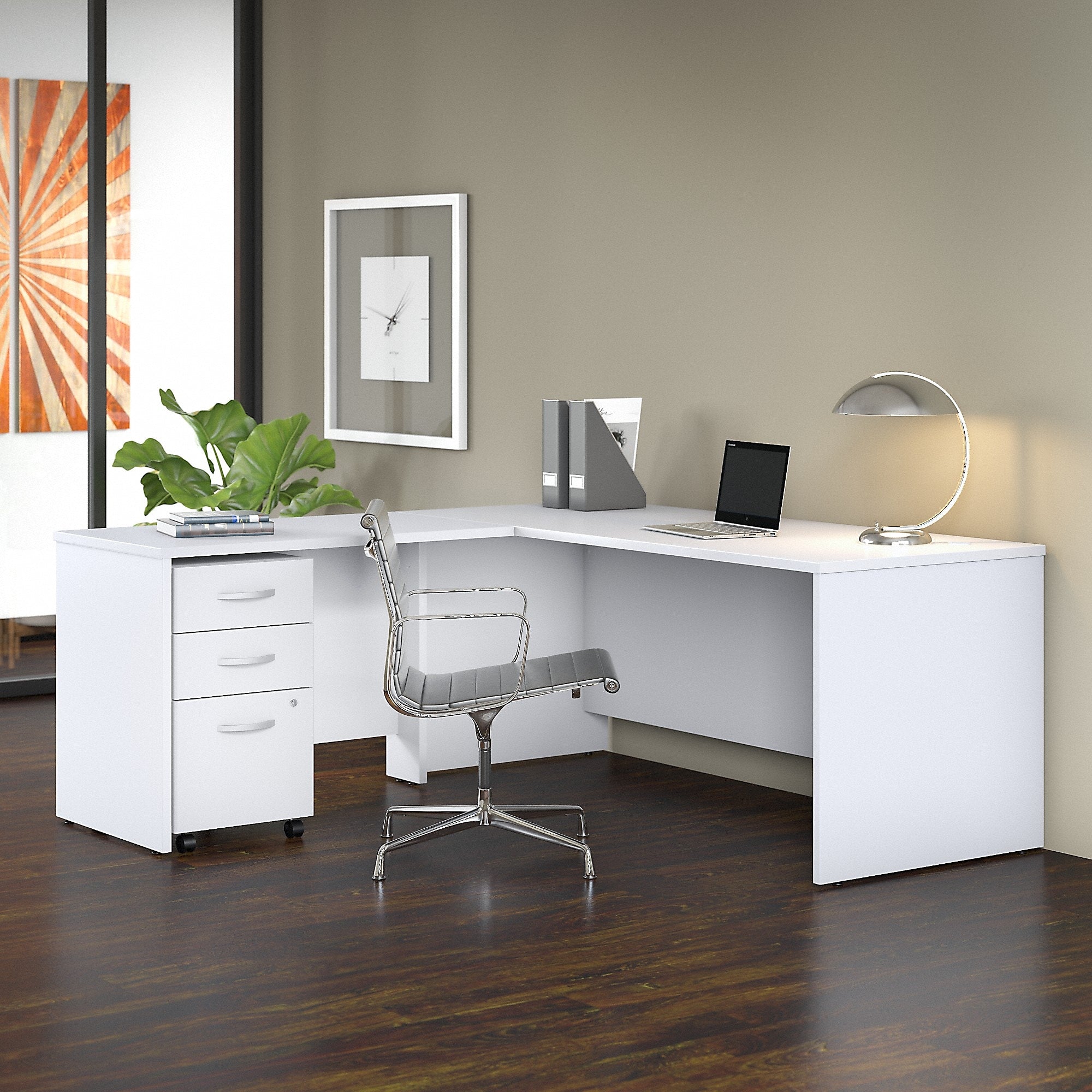 Bush Business Furniture Studio C 72"W L Shaped Desk with Return, White