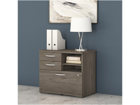 Bush Business Furniture Studio C Office Storage Cabinet with Drawers and Shelves, Modern Hickory