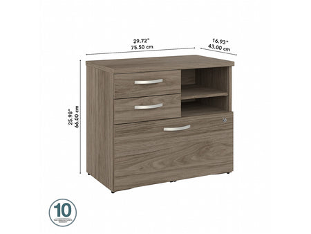 Bush Business Furniture Studio C Office Storage Cabinet with Drawers and Shelves, Modern Hickory