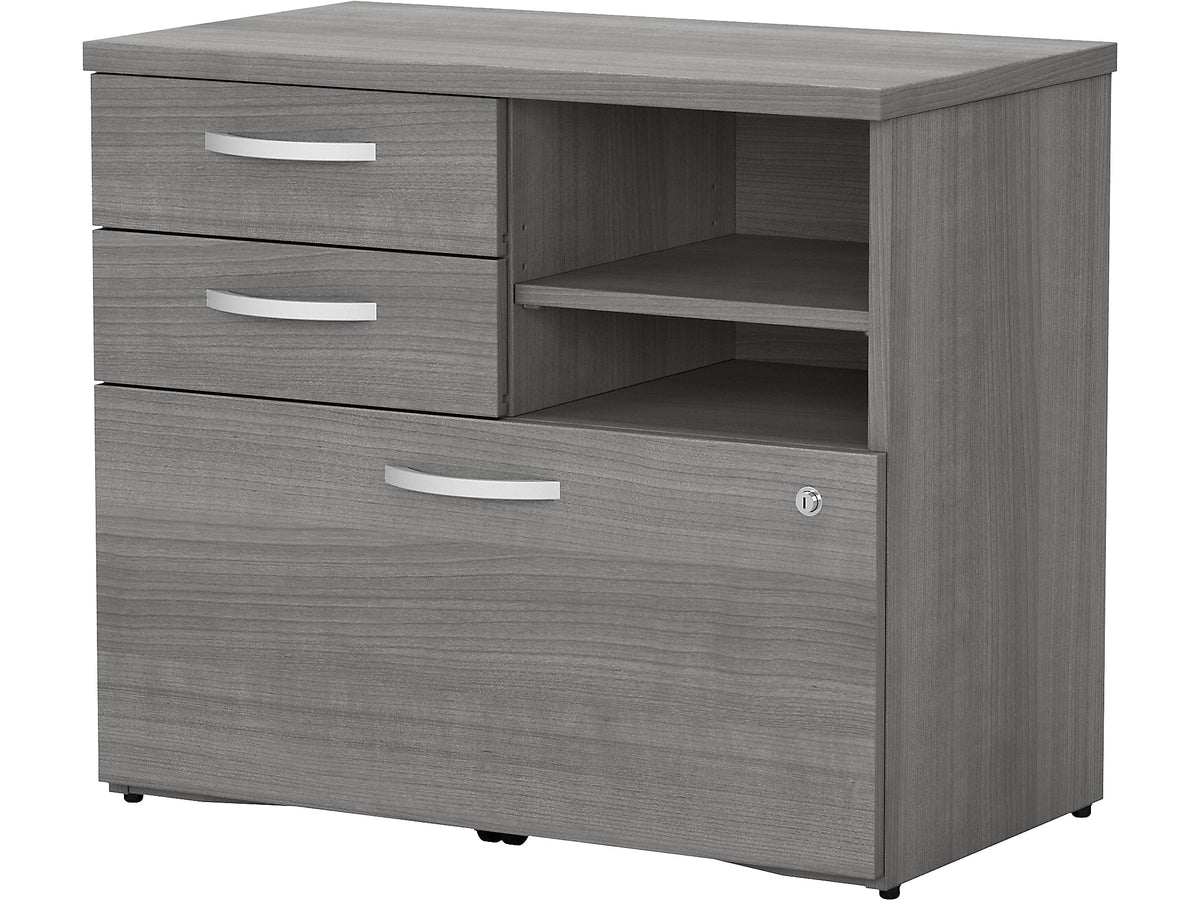 Bush Business Furniture Studio C Office Storage Cabinet with Drawers and Shelves, Platinum Gray