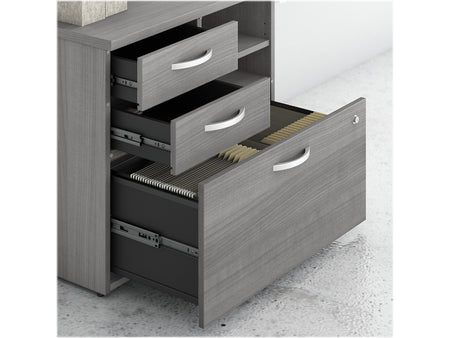 Bush Business Furniture Studio C Office Storage Cabinet with Drawers and Shelves, Platinum Gray