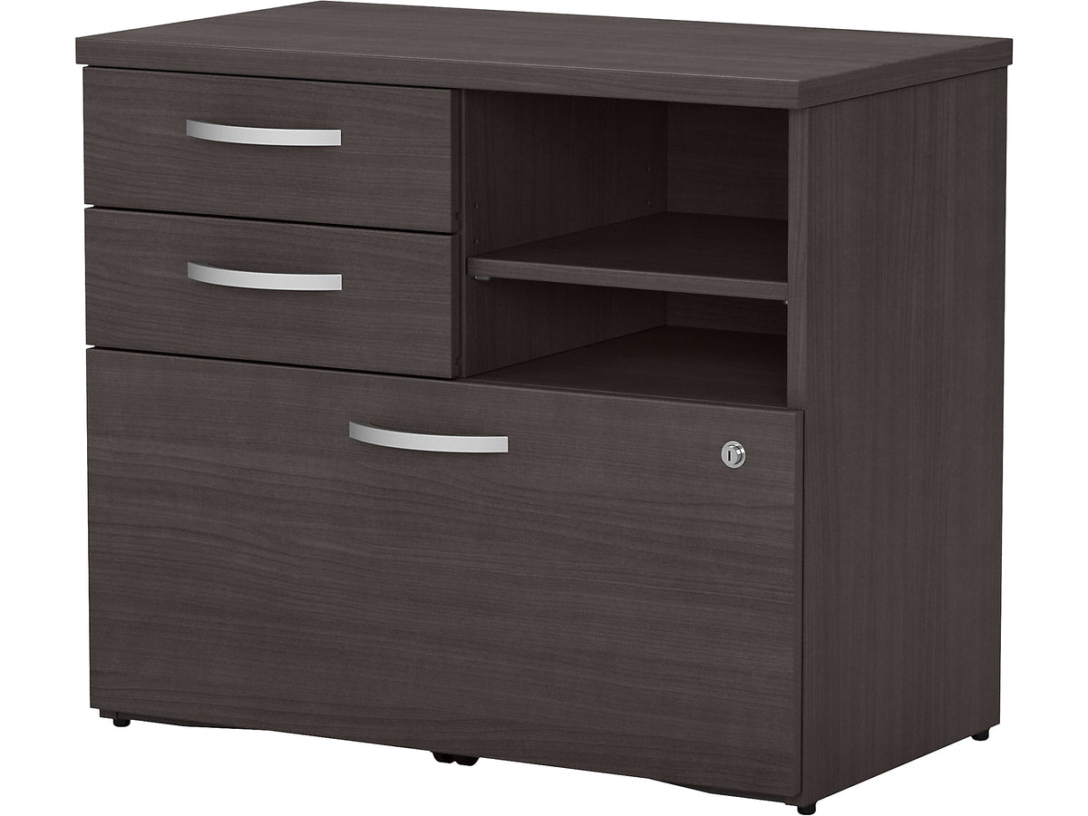 Bush Business Furniture Studio C Office Storage Cabinet with Drawers and Shelves, Storm Gray