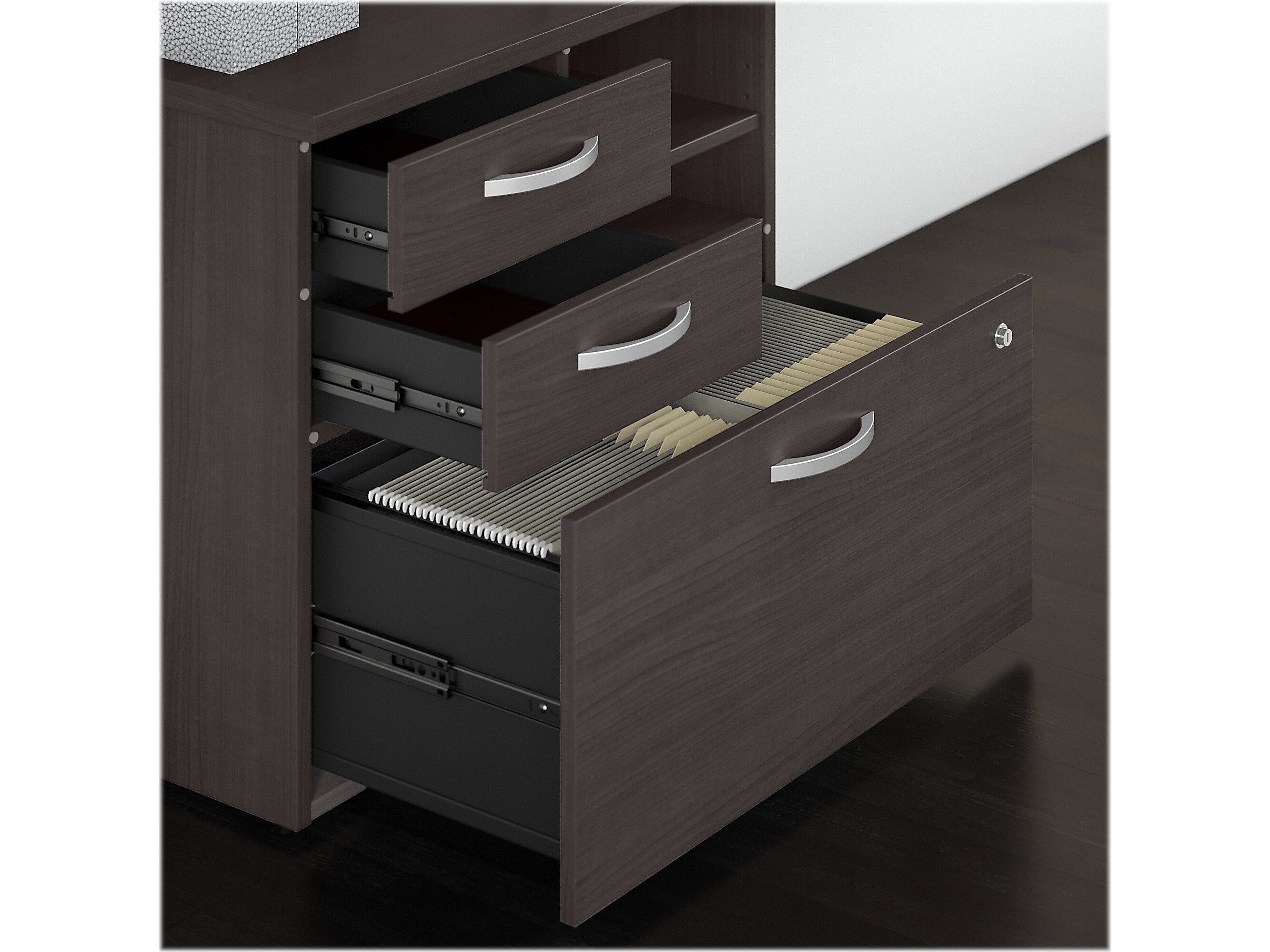 Bush Business Furniture Studio C Office Storage Cabinet with Drawers and Shelves, Storm Gray