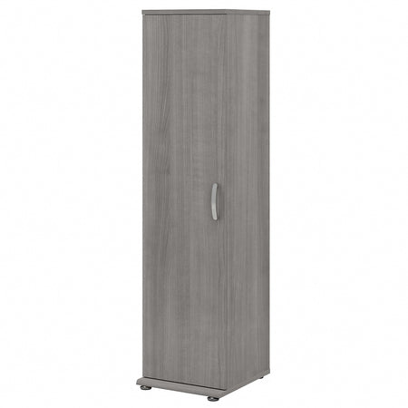 Bush Business Furniture Universal 62" Tall Narrow Storage Cabinet with Door and 3 Shelves, Platinum Gray