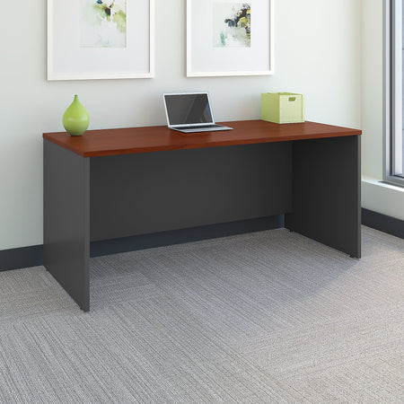 Bush Business Furniture Westfield 66W x 30D Office Desk, Hansen Cherry/Graphite Gray