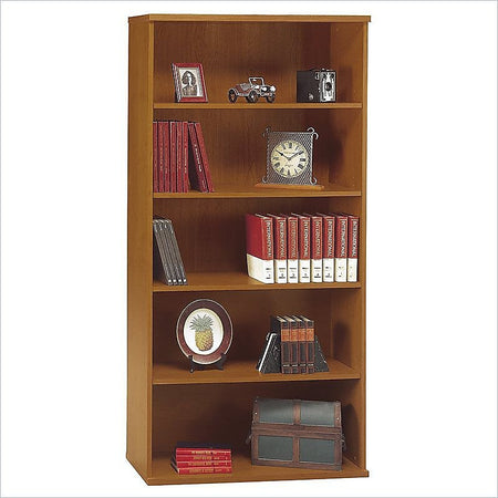 Bush Business Furniture Westfield 72.8"H 5-Shelf Bookcase with Adjustable Shelves, Natural Cherry Laminated Wood