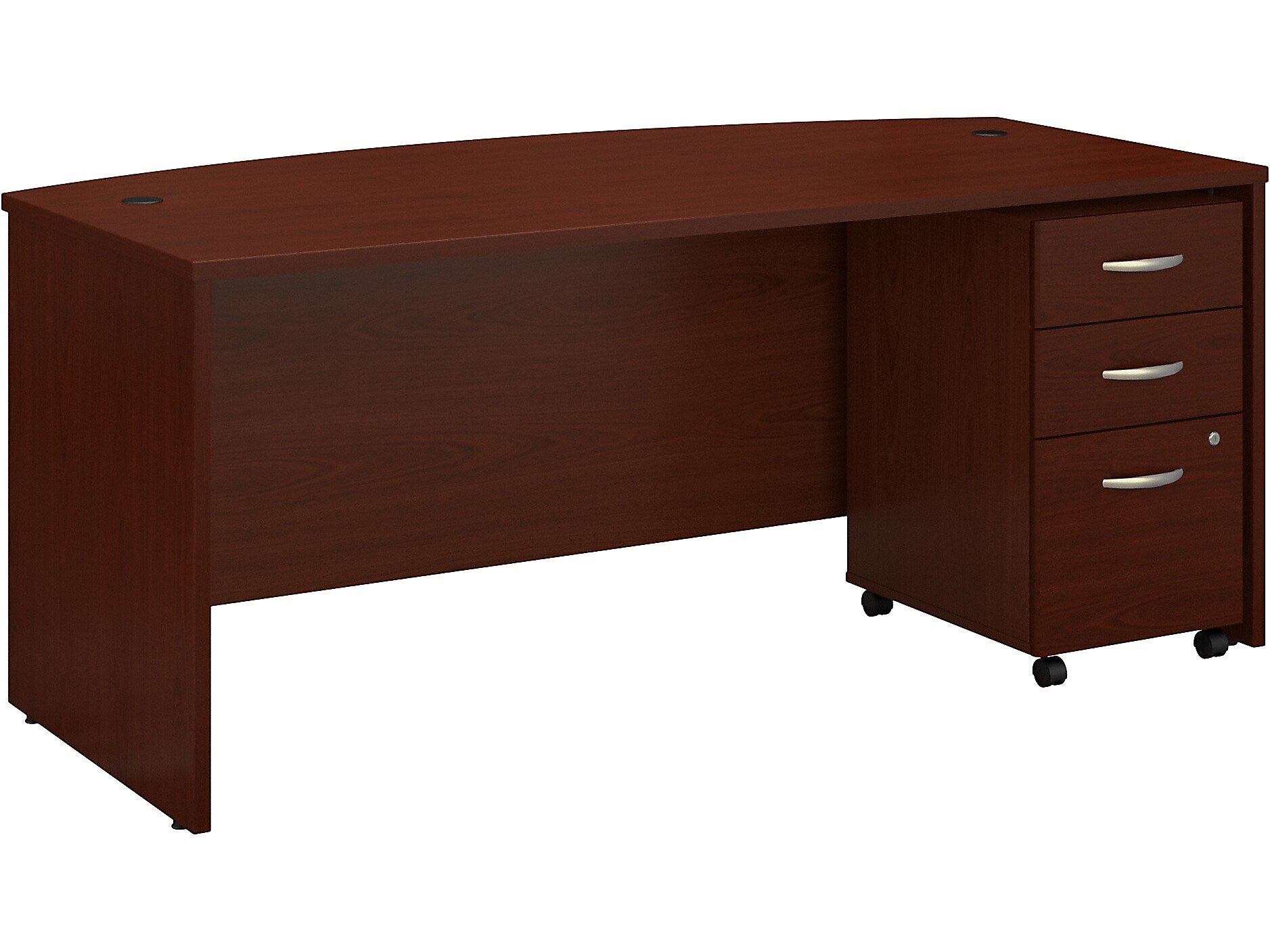 Bush Business Furniture Westfield 72"W Bow Front Desk with Mobile File Cabinet, Mahogany