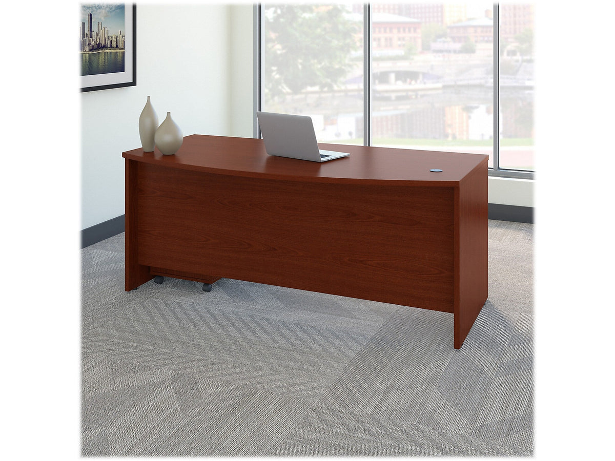 Bush Business Furniture Westfield 72"W Bow Front Desk with Mobile File Cabinet, Mahogany