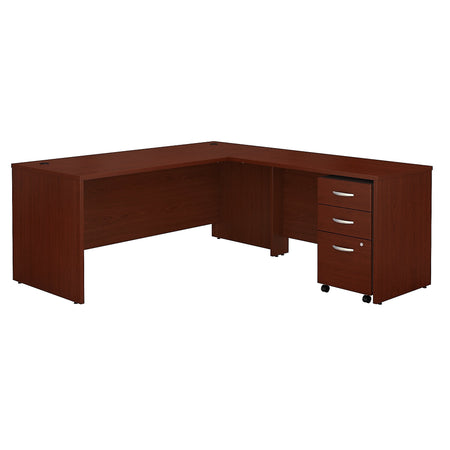 Bush Business Furniture Westfield 72W L Shaped Desk with 48W Return and Mobile File Cabinet, Mahogany