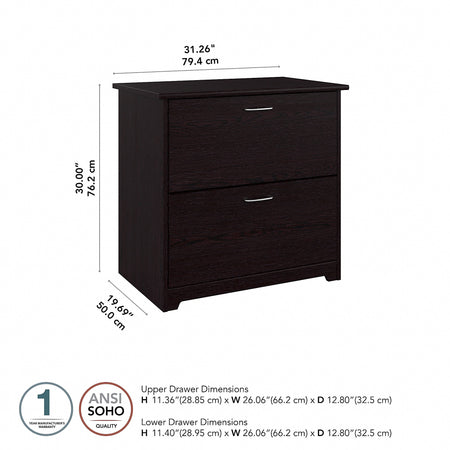 Bush Furniture Cabot 2 Drawer Lateral File Cabinet, Espresso Oak