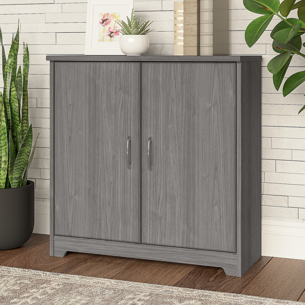 Bush Furniture Cabot 30"H Small Storage Cabinet with 2 Shelves, Modern Gray