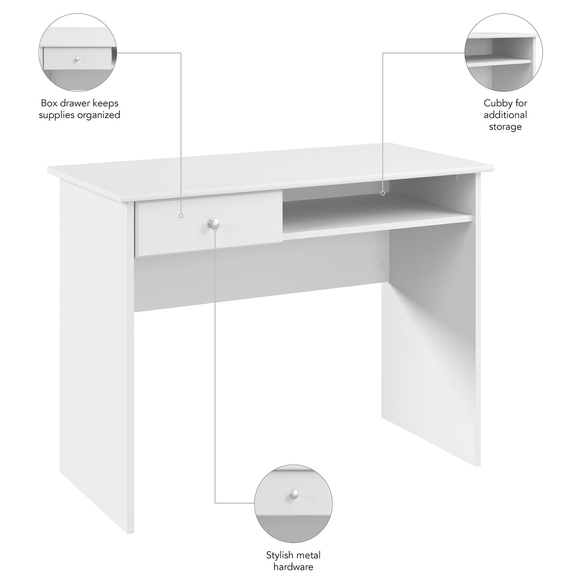 Bush Furniture Cabot 40"W Writing Desk, White