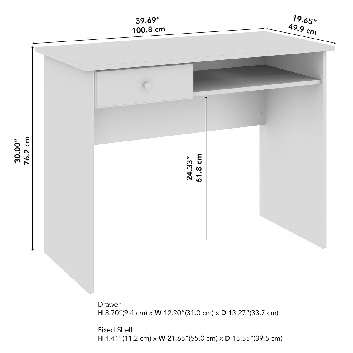 Bush Furniture Cabot 40"W Writing Desk, White