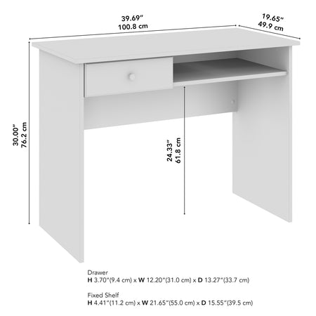 Bush Furniture Cabot 40"W Writing Desk, White