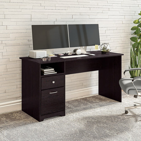 Bush Furniture Cabot 60"W Computer Desk with Drawers, Espresso Oak