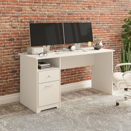 Bush Furniture Cabot 60"W Computer Desk with Drawers, White