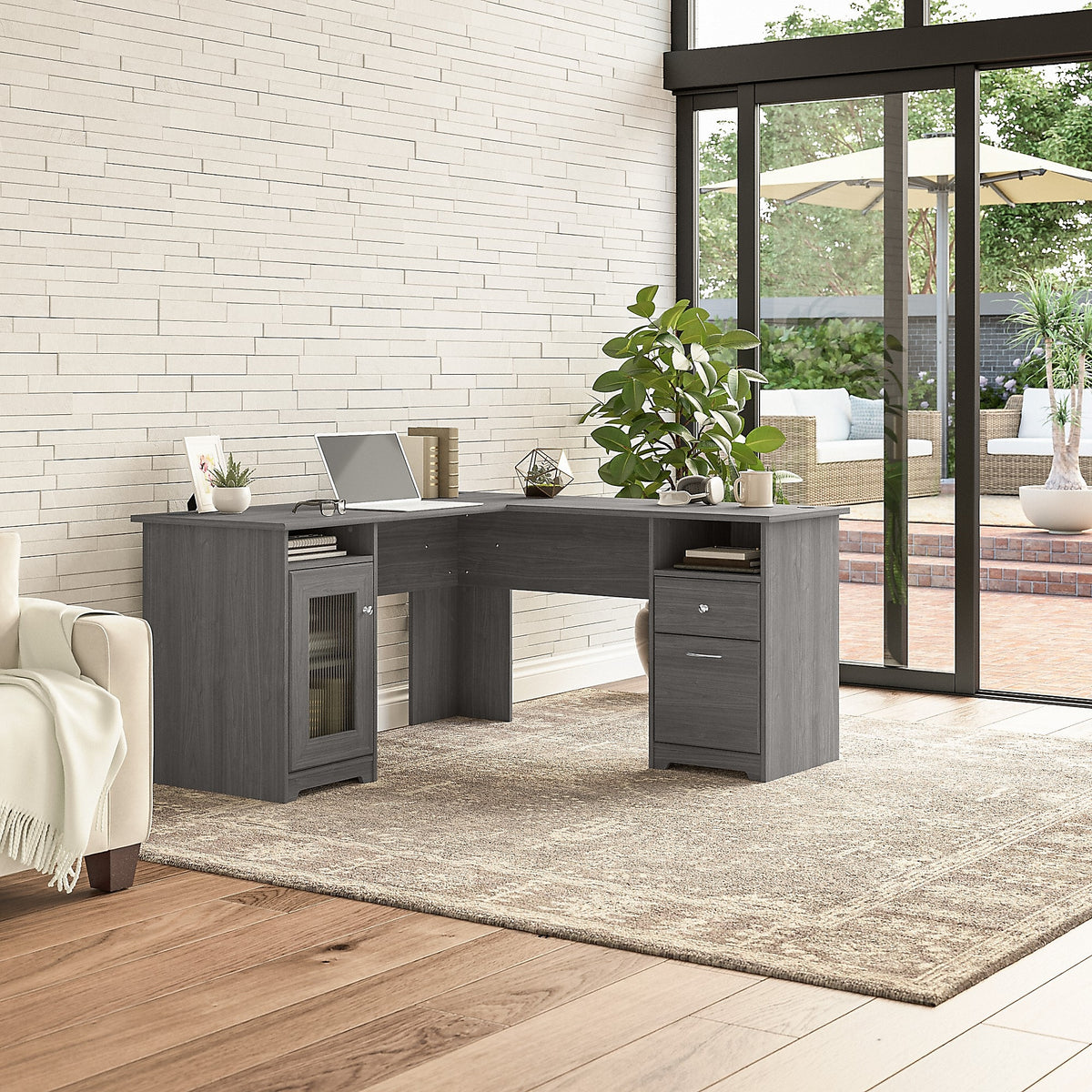 Bush Furniture Cabot 60"W L Shaped Computer Desk, Modern Gray