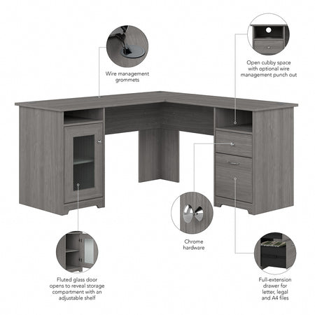 Bush Furniture Cabot 60"W L Shaped Computer Desk, Modern Gray