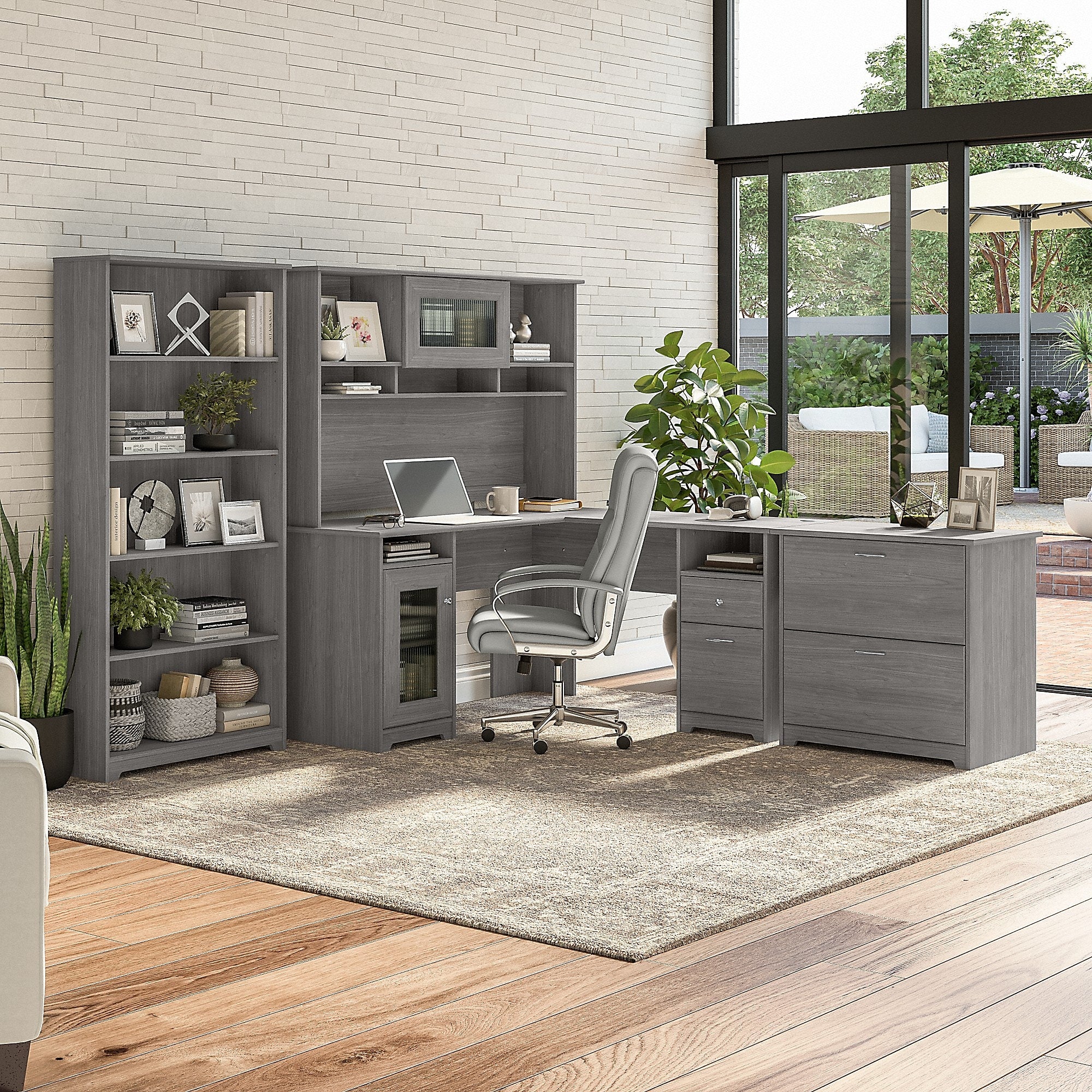 Bush Furniture Cabot 60"W L Shaped Computer Desk, Modern Gray