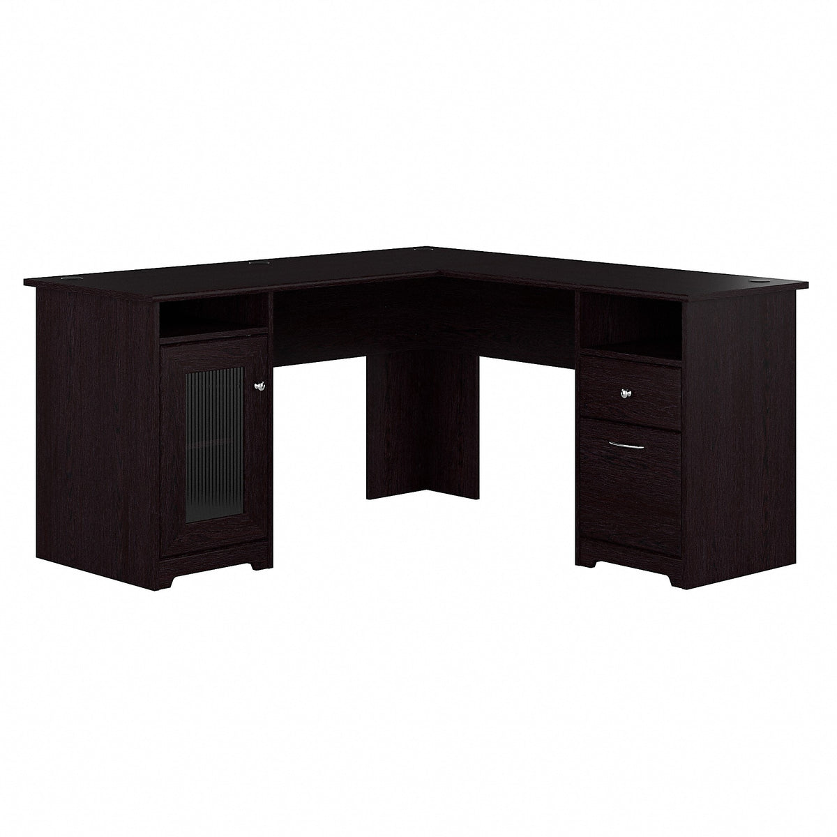 Bush Furniture Cabot 60"W L Shaped Computer Desk with Storage, Espresso Oak