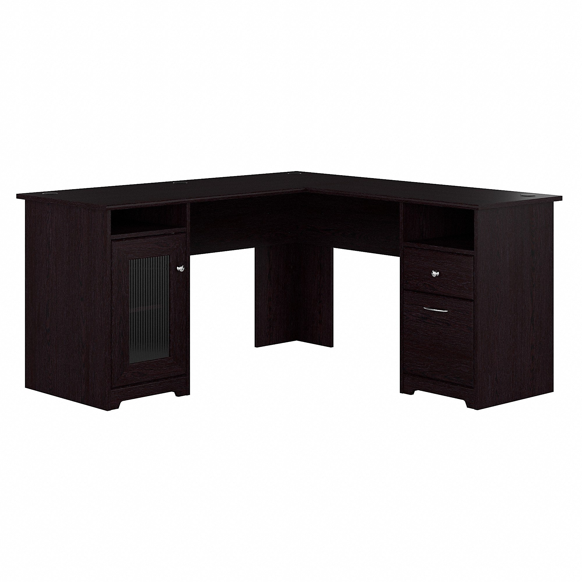 Bush Furniture Cabot 60"W L Shaped Computer Desk with Storage, Espresso Oak