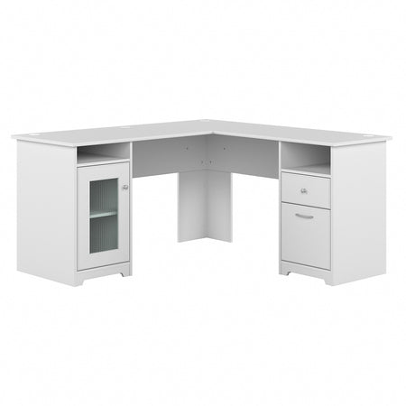 Bush Furniture Cabot 60"W L Shaped Computer Desk with Storage, White