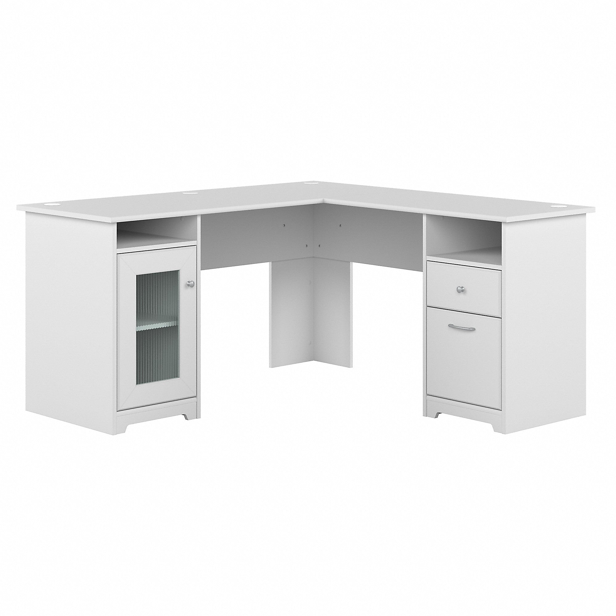 Bush Furniture Cabot 60"W L Shaped Computer Desk with Storage, White