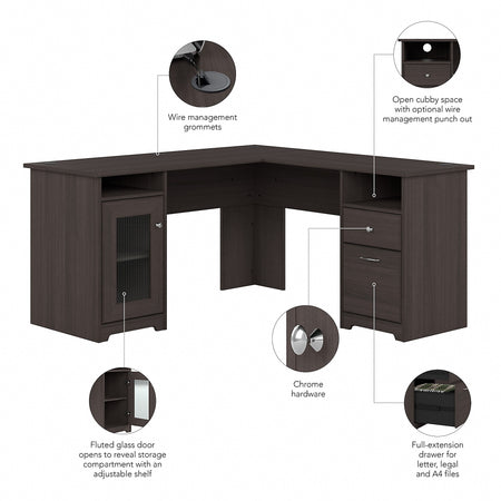 Bush Furniture Cabot 60"W L Shaped Desk, Heather Gray