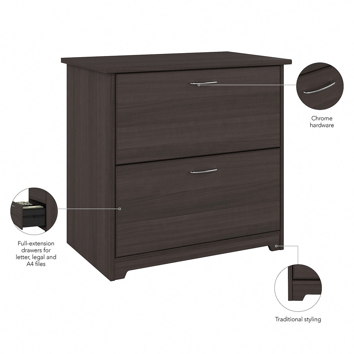 Bush Furniture Cabot Lateral File Cabinet, Heather Gray